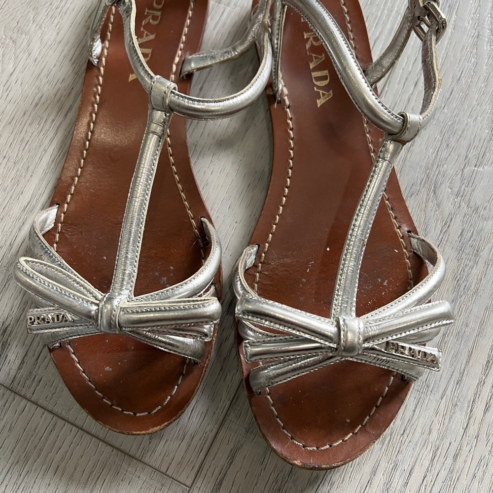 Prada silver sandals